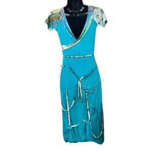 Legatte Jeans Dress size 6 short sleeves 39’ long made in Italy